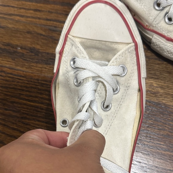 Converse All Star Off-White Sneakers with Red Trim - Picture 2 of 7